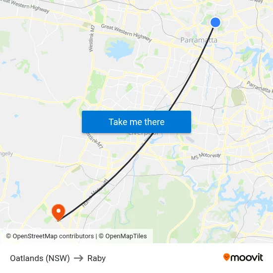 Oatlands (NSW) to Raby map