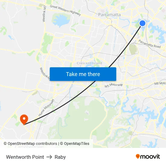 Wentworth Point to Raby map