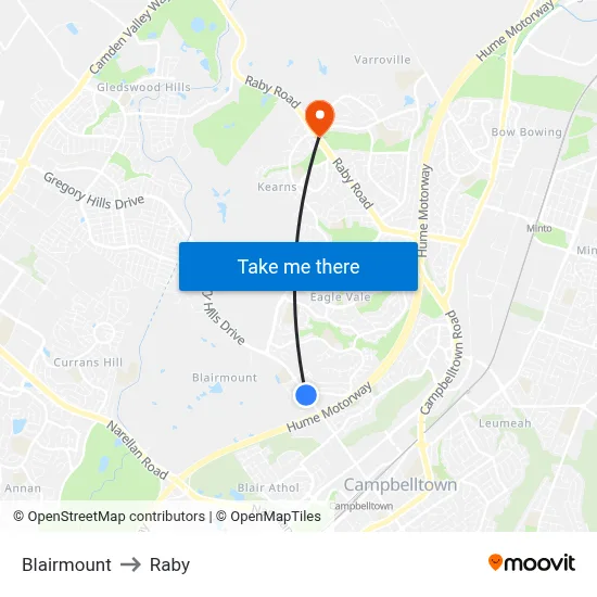 Blairmount to Raby map