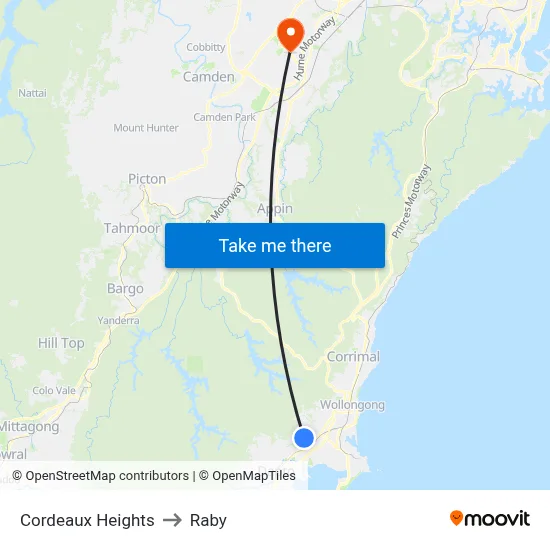 Cordeaux Heights to Raby map
