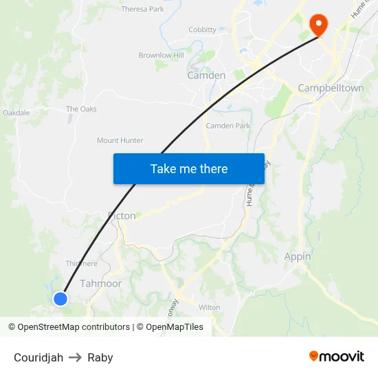 Couridjah to Raby map