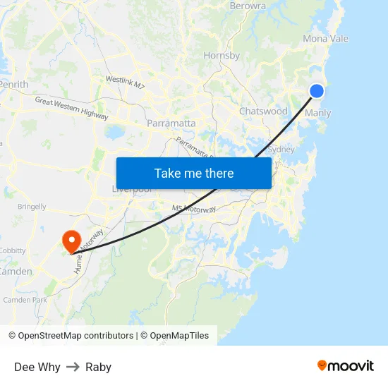 Dee Why to Raby map