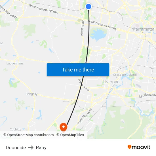 Doonside to Raby map