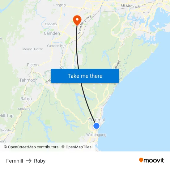 Fernhill to Raby map