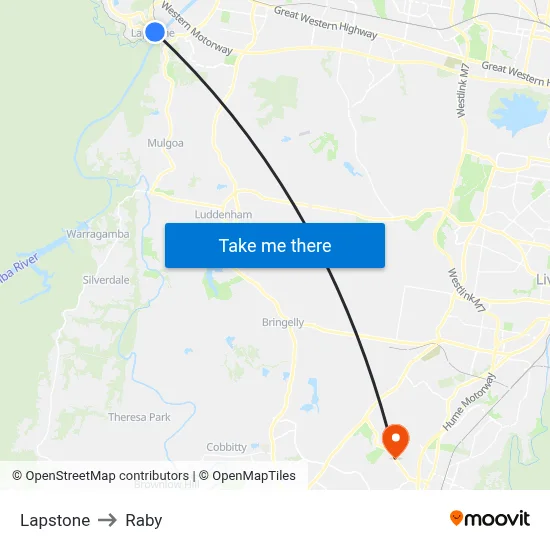 Lapstone to Raby map
