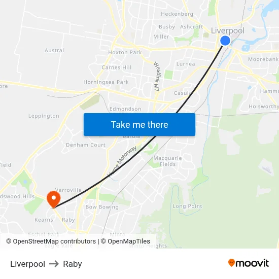 Liverpool to Raby map