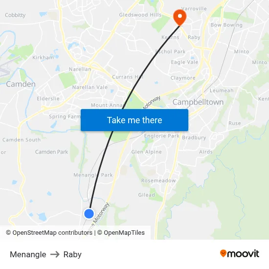 Menangle to Raby map