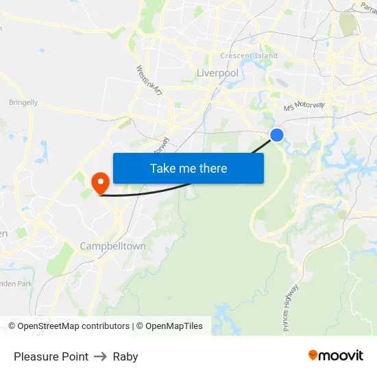 Pleasure Point to Raby map