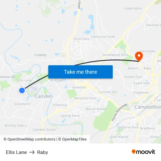 Ellis Lane to Raby map