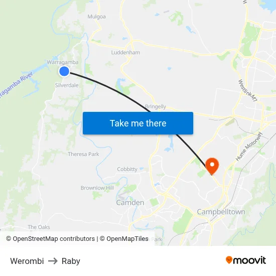 Werombi to Raby map