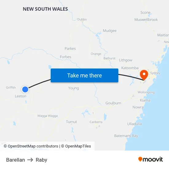 Barellan to Raby map