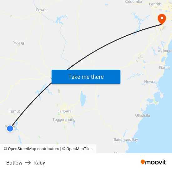 Batlow to Raby map