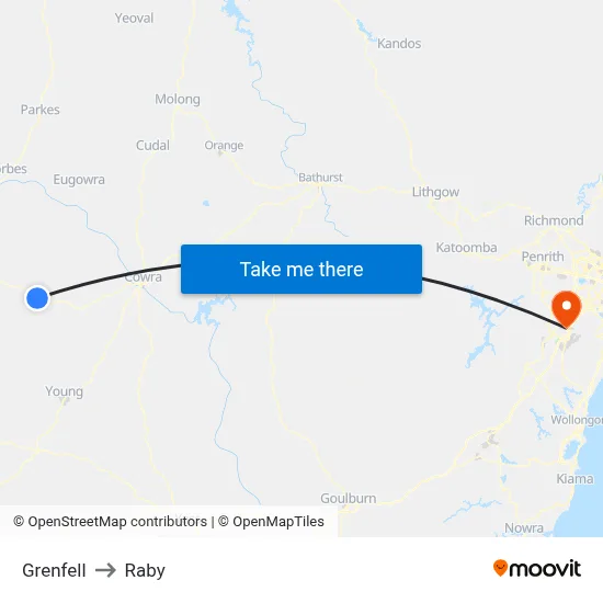 Grenfell to Raby map