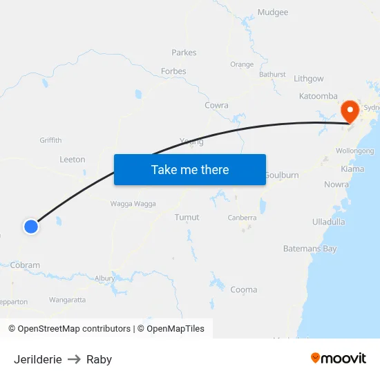 Jerilderie to Raby map