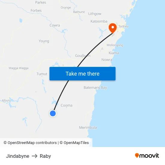 Jindabyne to Raby map