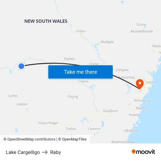 Lake Cargelligo to Raby map