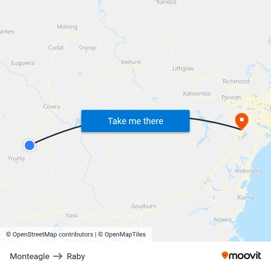 Monteagle to Raby map