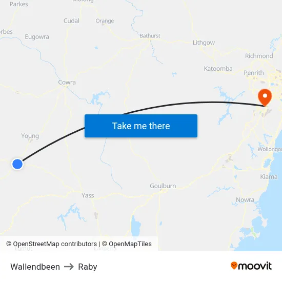 Wallendbeen to Raby map
