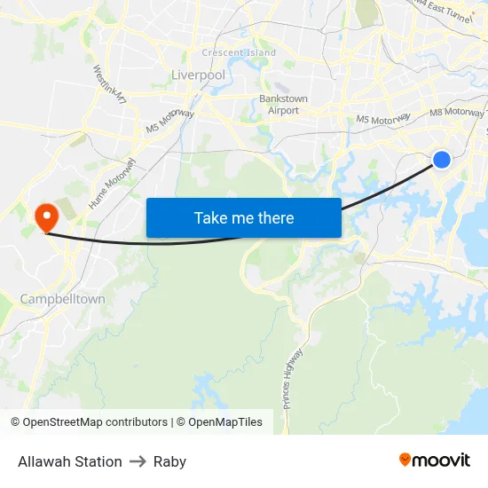 Allawah Station to Raby map