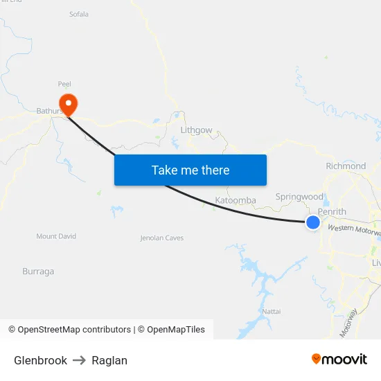 Glenbrook to Raglan map