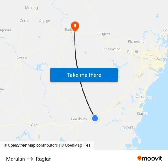 Marulan to Raglan map