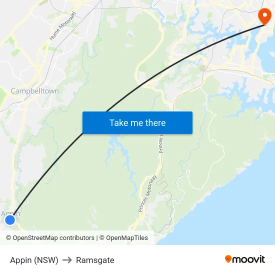 Appin (NSW) to Ramsgate map