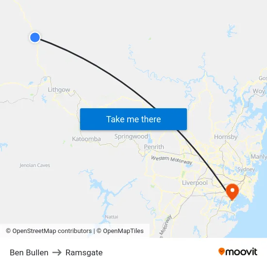 Ben Bullen to Ramsgate map