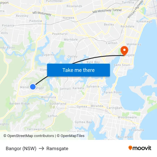 Bangor (NSW) to Ramsgate map