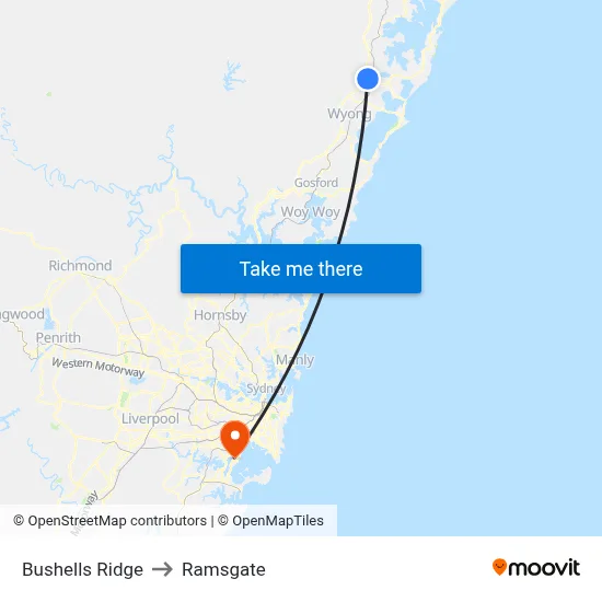 Bushells Ridge to Ramsgate map