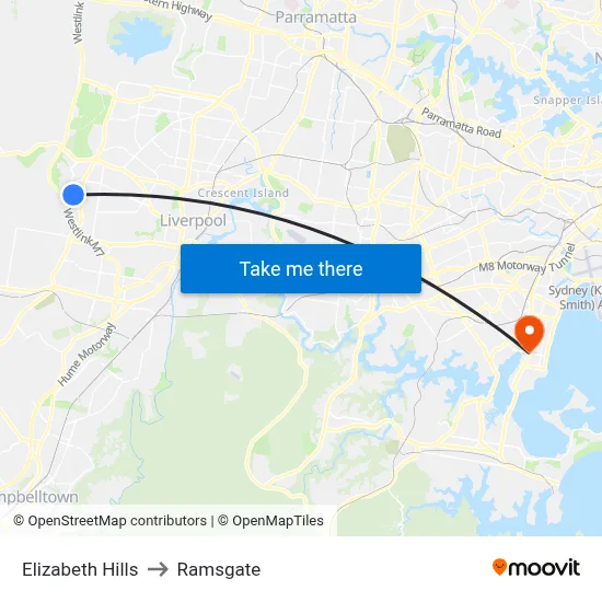 Elizabeth Hills to Ramsgate map