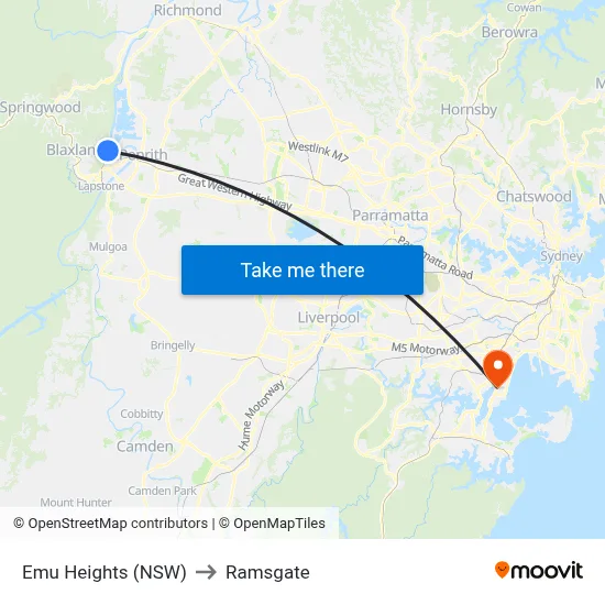 Emu Heights (NSW) to Ramsgate map