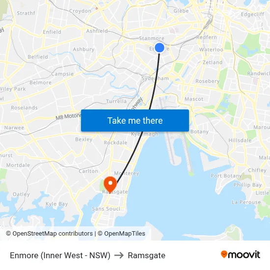 Enmore (Inner West - NSW) to Ramsgate map