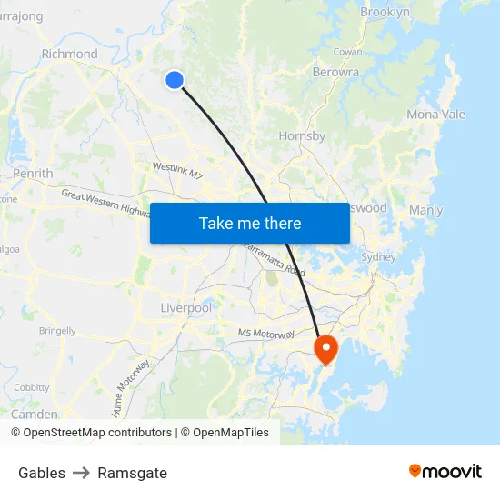 Gables to Ramsgate map
