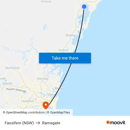 Fassifern (NSW) to Ramsgate map