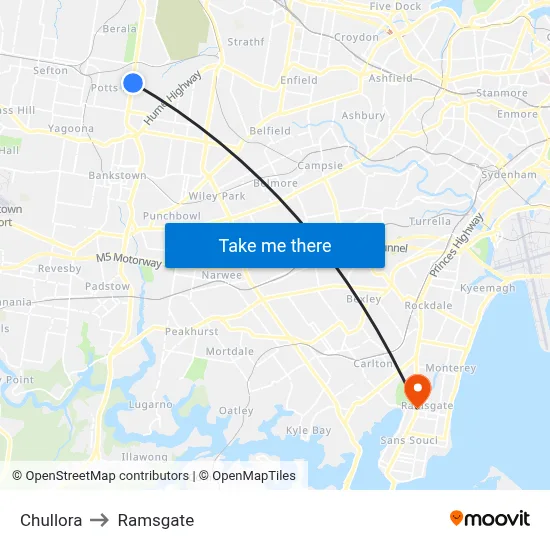 Chullora to Ramsgate map