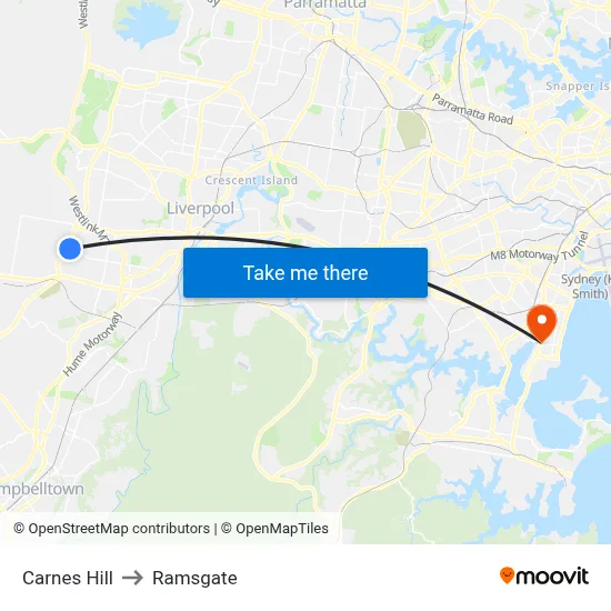 Carnes Hill to Ramsgate map