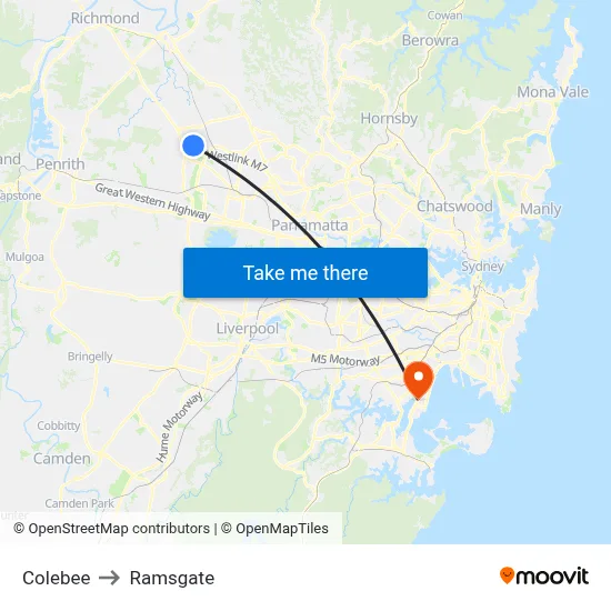 Colebee to Ramsgate map