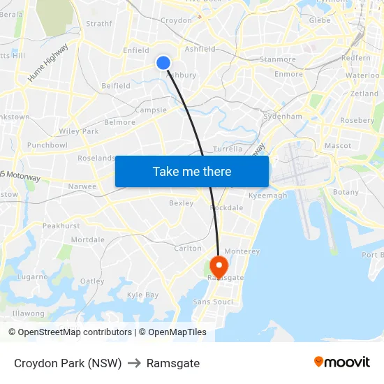 Croydon Park (NSW) to Ramsgate map