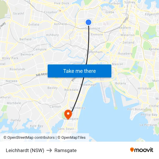Leichhardt (NSW) to Ramsgate map