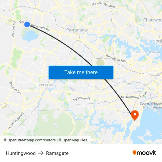Huntingwood to Ramsgate map