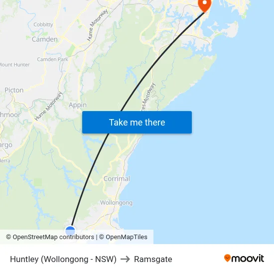 Huntley (Wollongong - NSW) to Ramsgate map