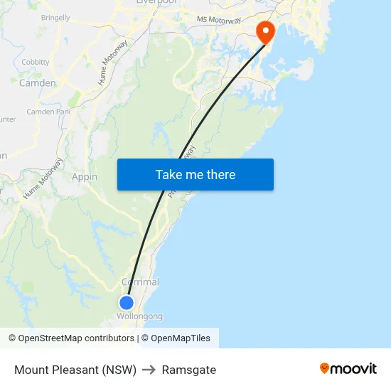Mount Pleasant (NSW) to Ramsgate map