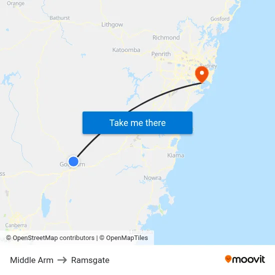 Middle Arm to Ramsgate map