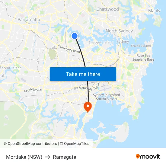 Mortlake (NSW) to Ramsgate map