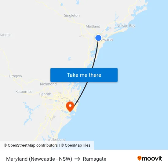 Maryland (Newcastle - NSW) to Ramsgate map