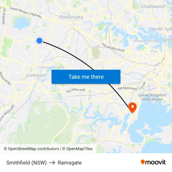 Smithfield (NSW) to Ramsgate map