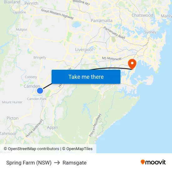 Spring Farm (NSW) to Ramsgate map