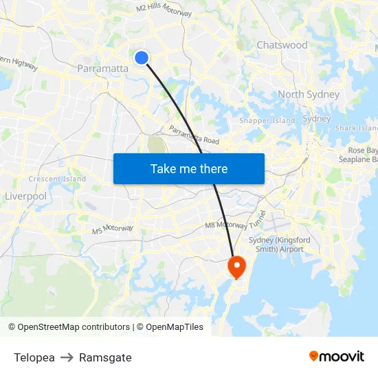 Telopea to Ramsgate map