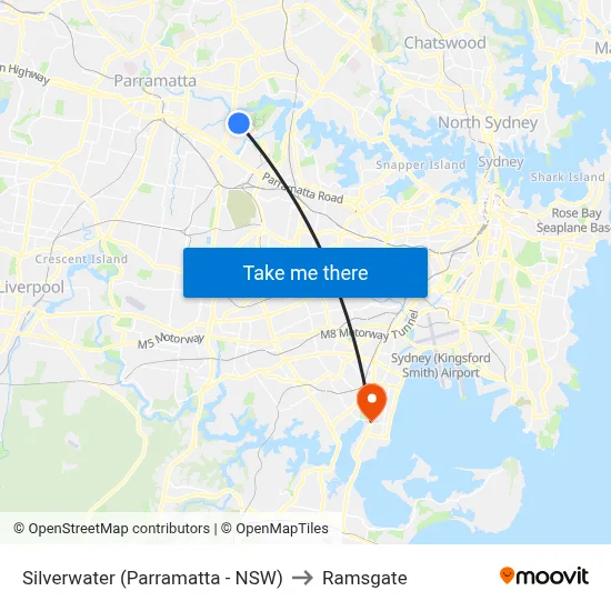 Silverwater (Parramatta - NSW) to Ramsgate map