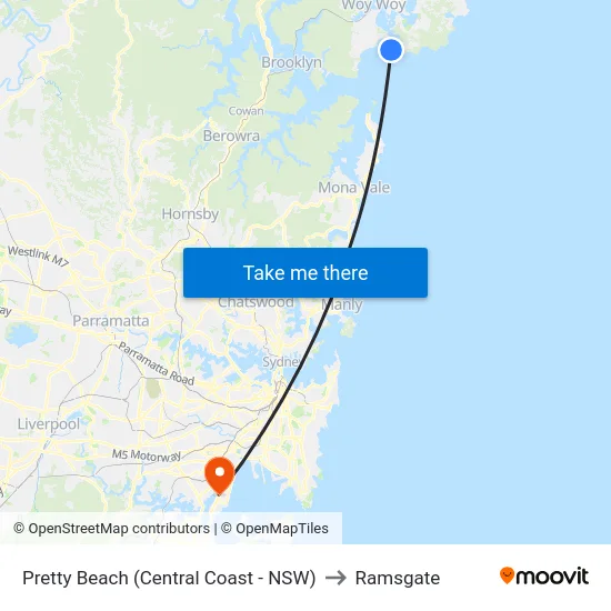 Pretty Beach (Central Coast - NSW) to Ramsgate map